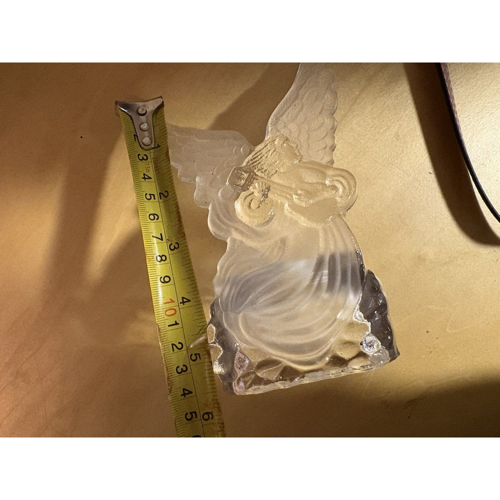 Vintage Frosted Glass Angel Tealight Candle Holder Musician Wings Figurine 6โ - Picture 6 of 6